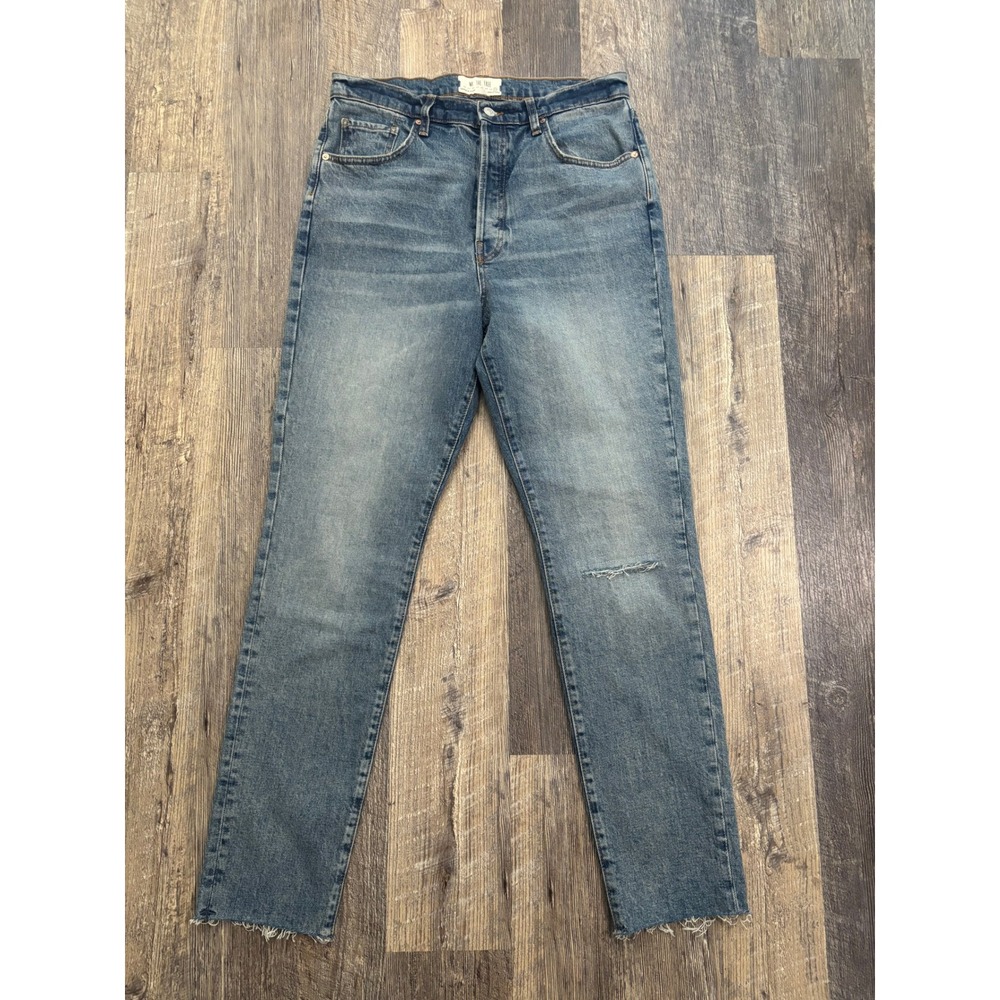 We The Free Free People High Rise Straight Leg Jeans Medium Wash Distressed 31